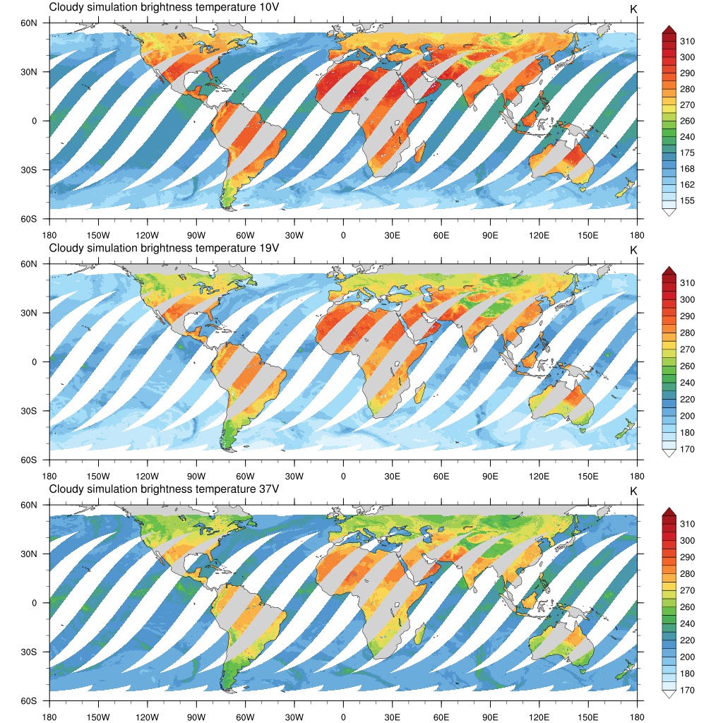 考虑水凝物散射的模拟结果